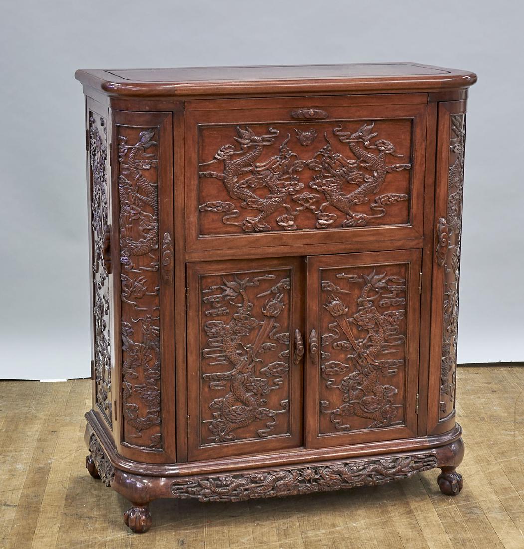 Chinese Elaborately Carved Wood Bar (1 of 2)