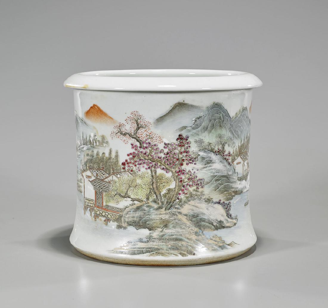 Chinese Enameled Porcelain Brushpot (1 of 2)