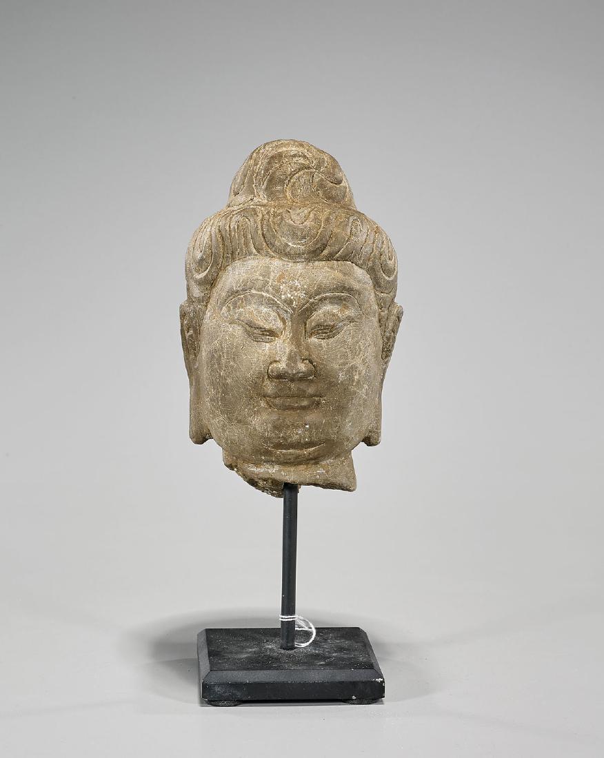 Chinese Tang-Style Carved Stone Head (1 of 3)