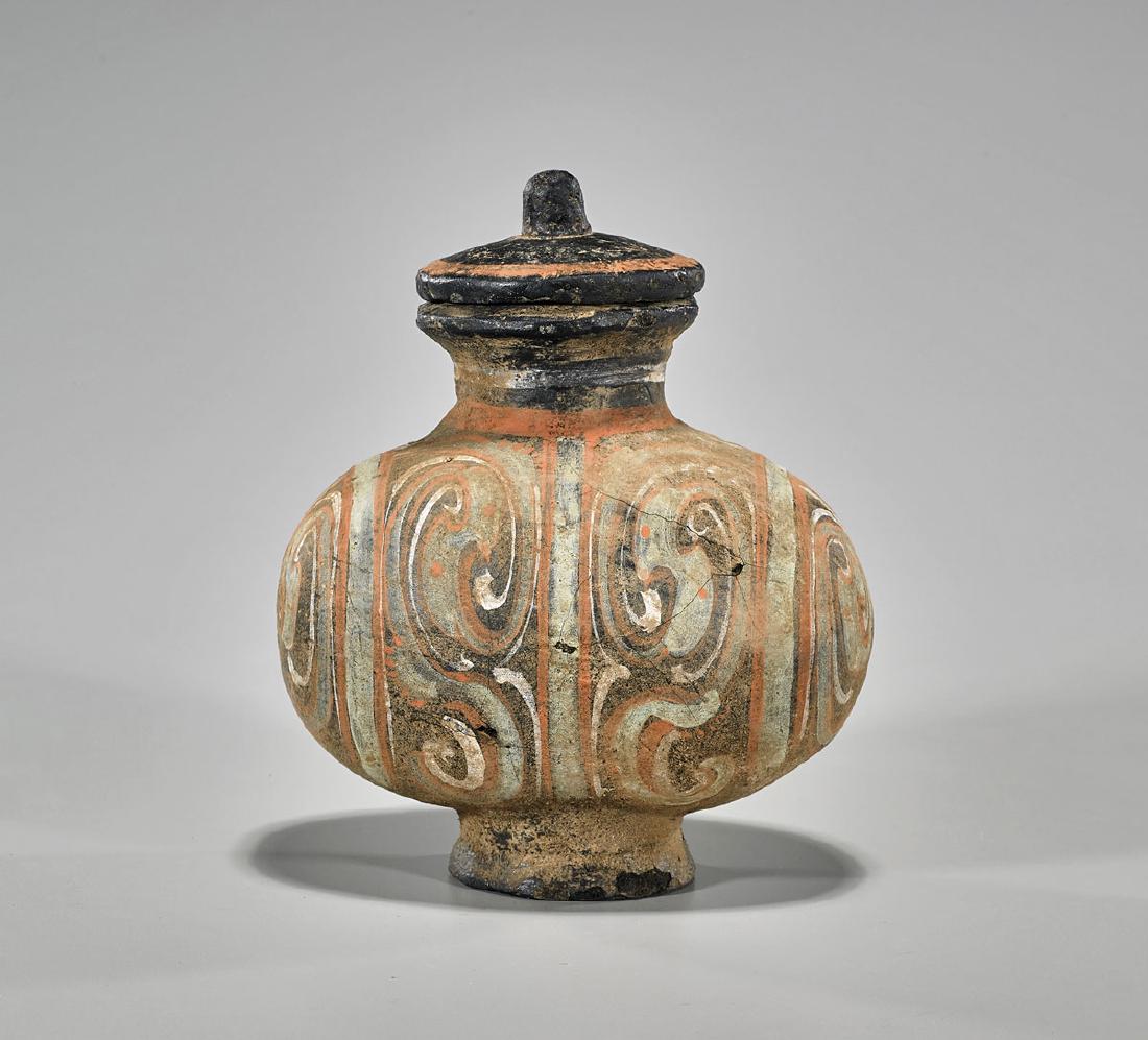 Chinese Han-Style Painted Lacquer Cocoon Jar (1 of 1)