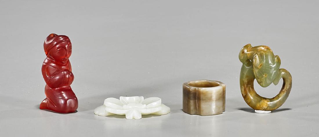 Four Chinese Jade & Hardstone Carvings (1 of 1)