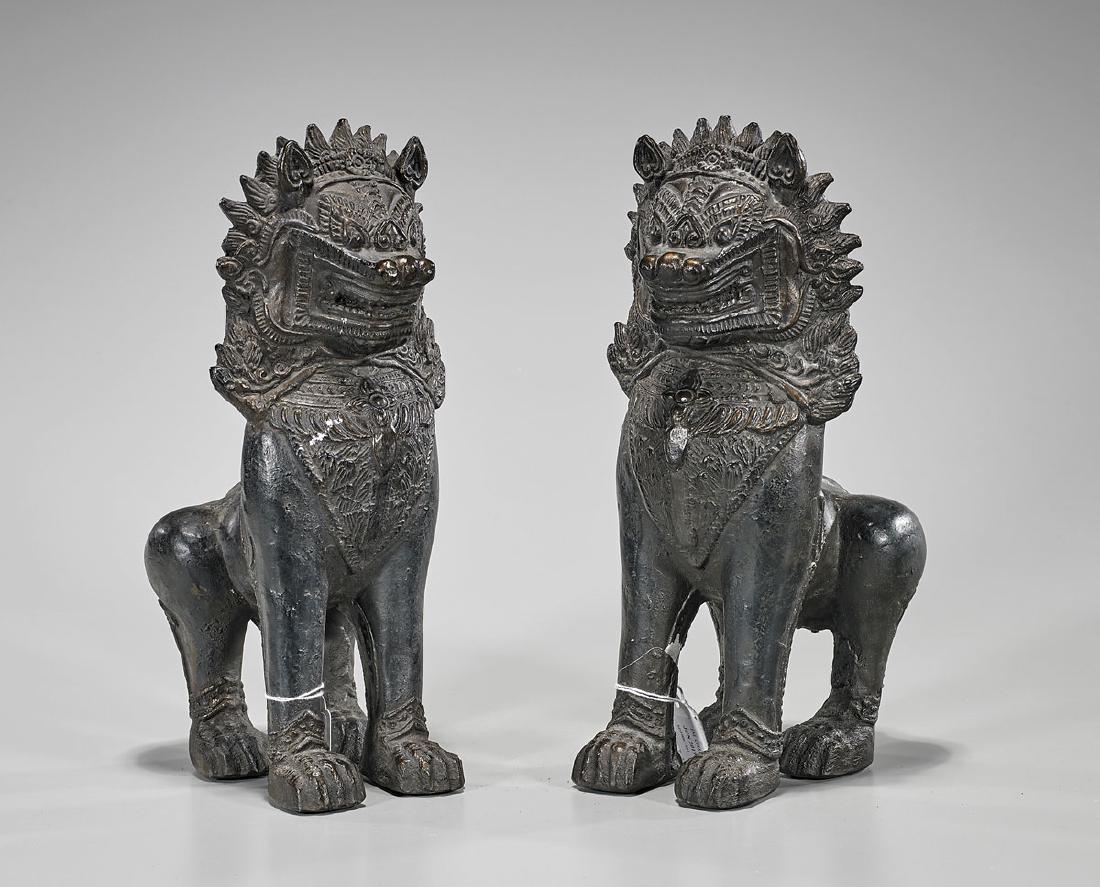 Pair Southeast Asian Ceramic Lions (1 of 1)