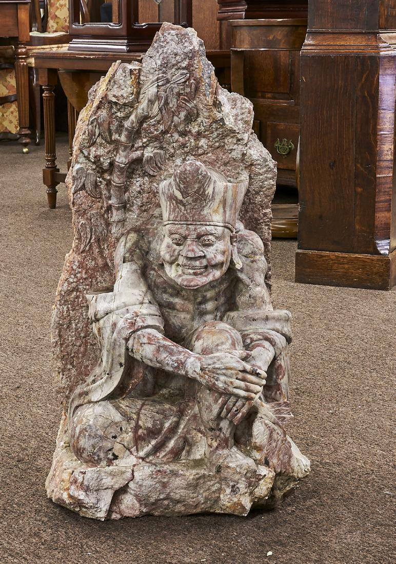 Large Chinese Carved Stone Seated Figure (1 of 1)