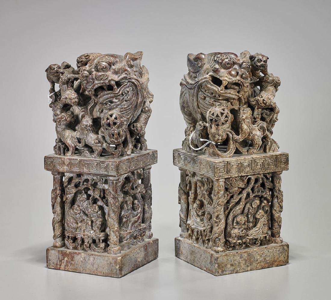 Pair Large Chinese Carved Stone Seals (1 of 2)