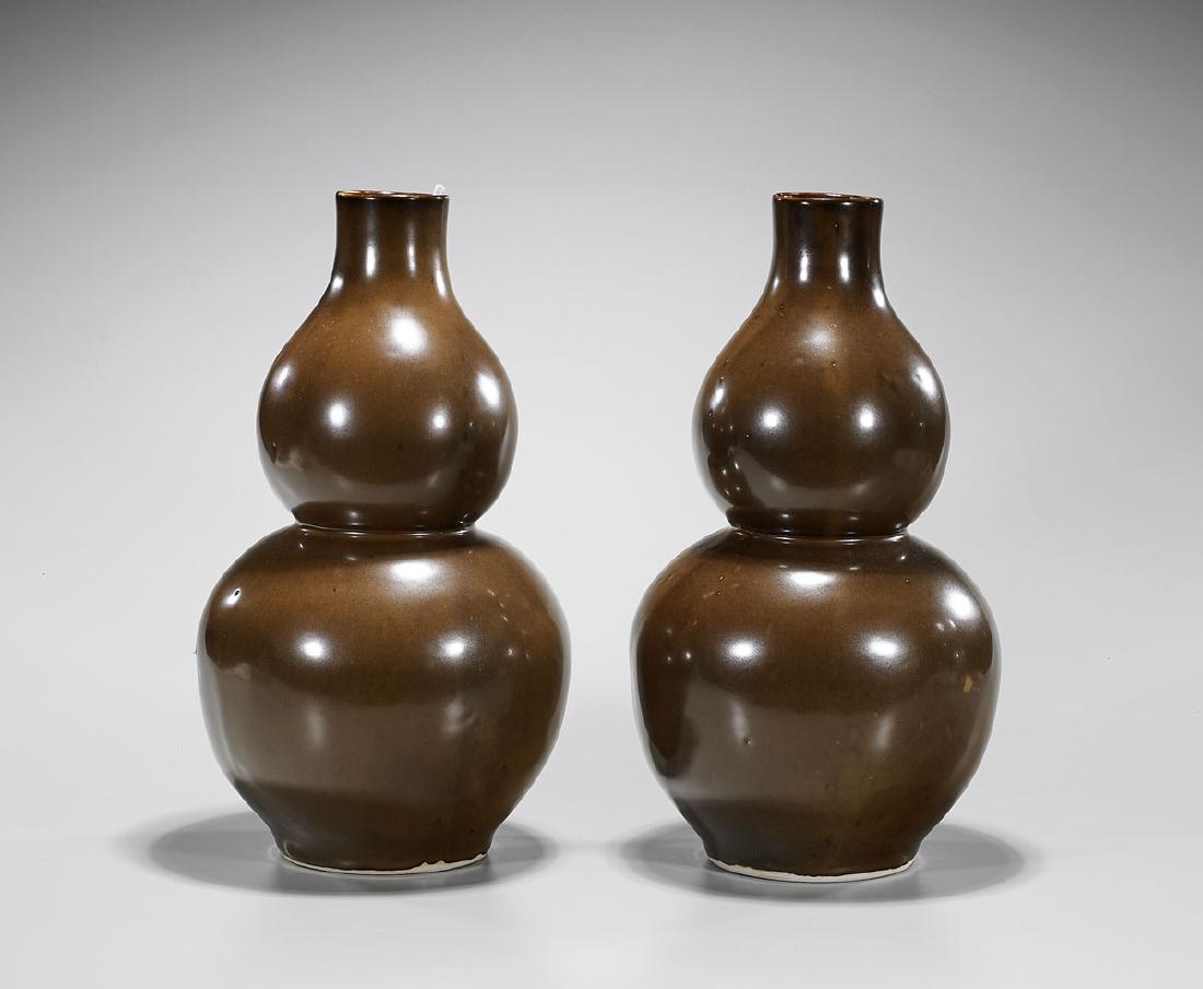 Pair Chinese Glazed Double Gourd Vases (1 of 1)