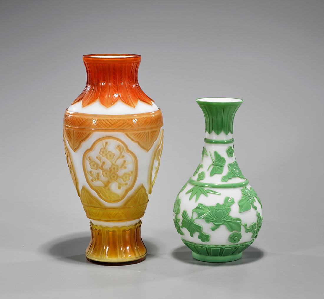 Two Chinese Overlay Glass Vases (1 of 1)