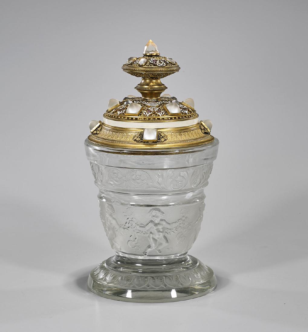 Frosted Glass & Metalwork Vase (1 of 1)