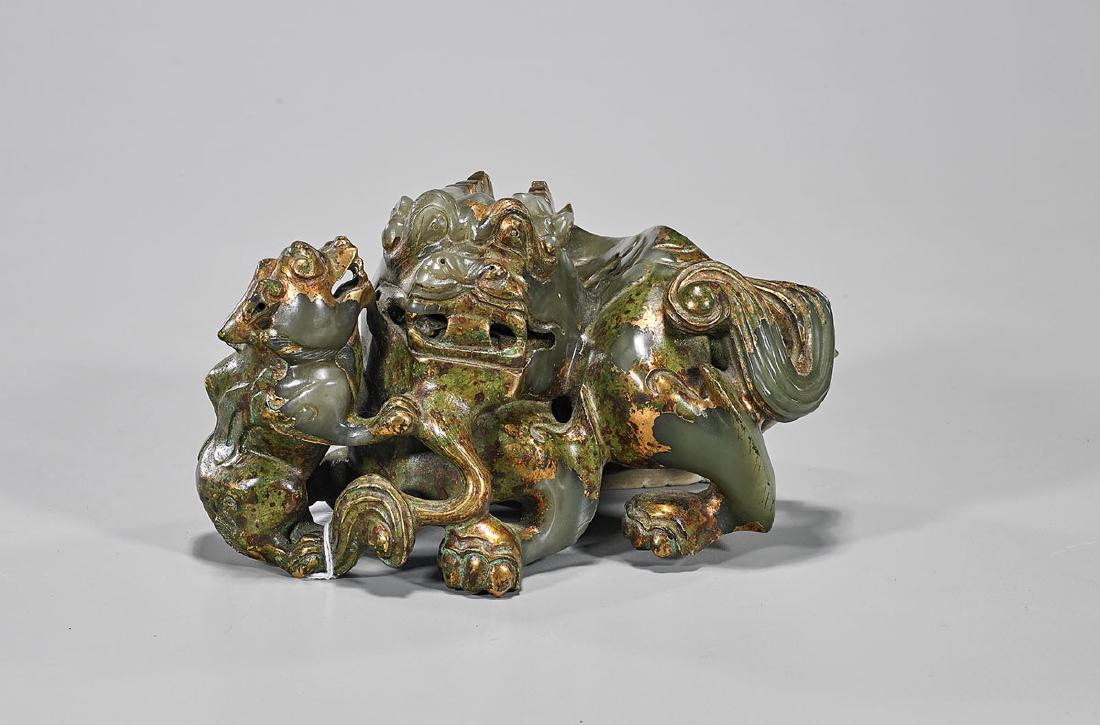 Archaistic Chinese Gilt Jade Or Hardstone Carving (1 of 1)