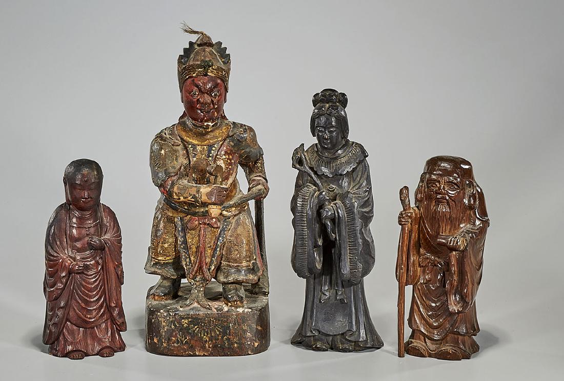 Four Chinese Carved Wood Figures (1 of 1)