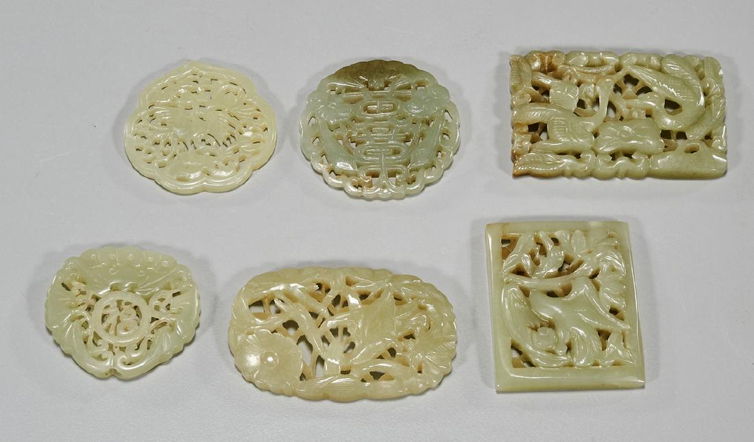 Six Chinese Carved Jade Plaques (1 of 1)