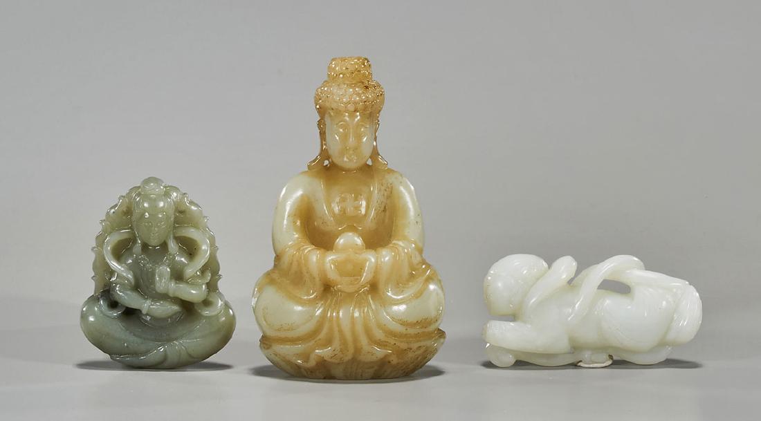 Three Chinese Carved Jade Figures (1 of 1)