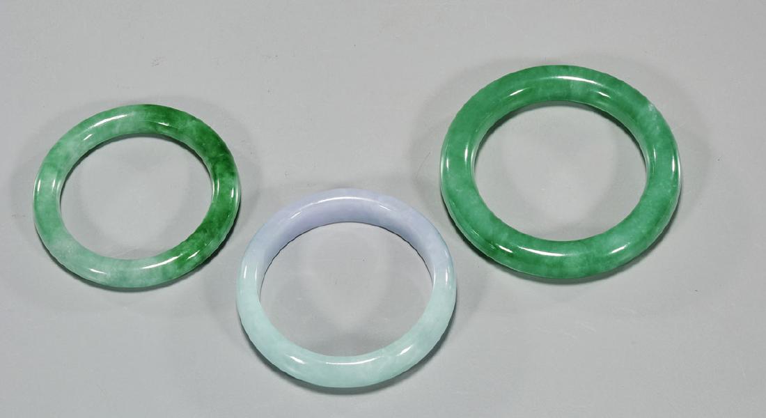 Three Chinese Carved Jadeite Or Hardstone Bangles (1 of 1)