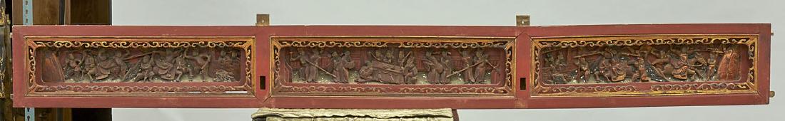 Chinese Carved Parcel-Gilt & Polychrome Wood Panel (1 of 1)