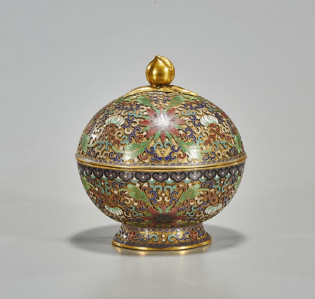 Chinese Champleve Circular Covered Box (1 of 1)