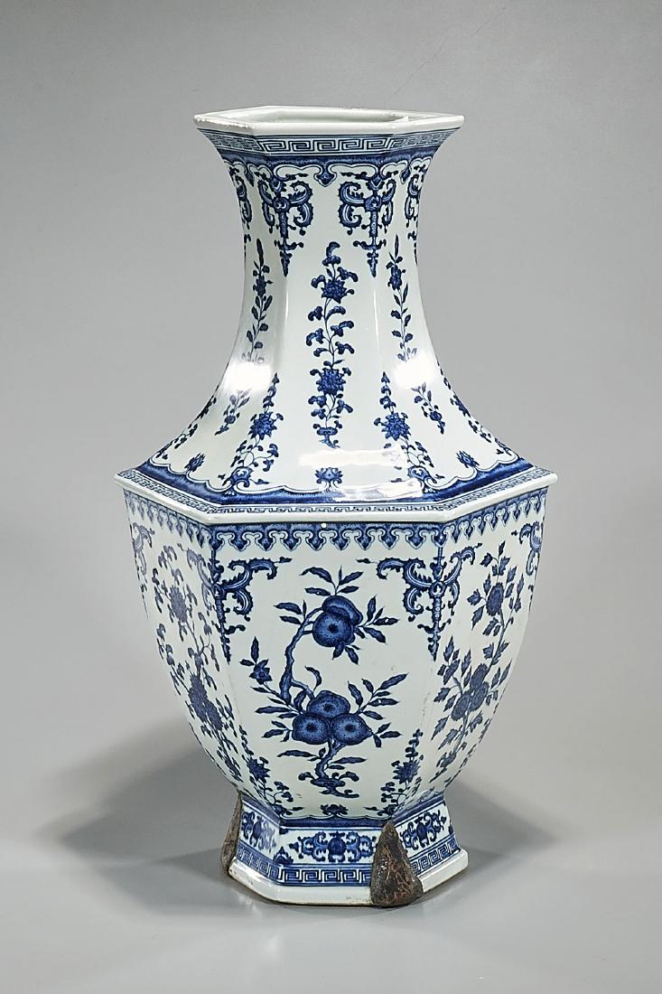 Tall Chinese Blue & White Porcelain Vase (1 of 2)