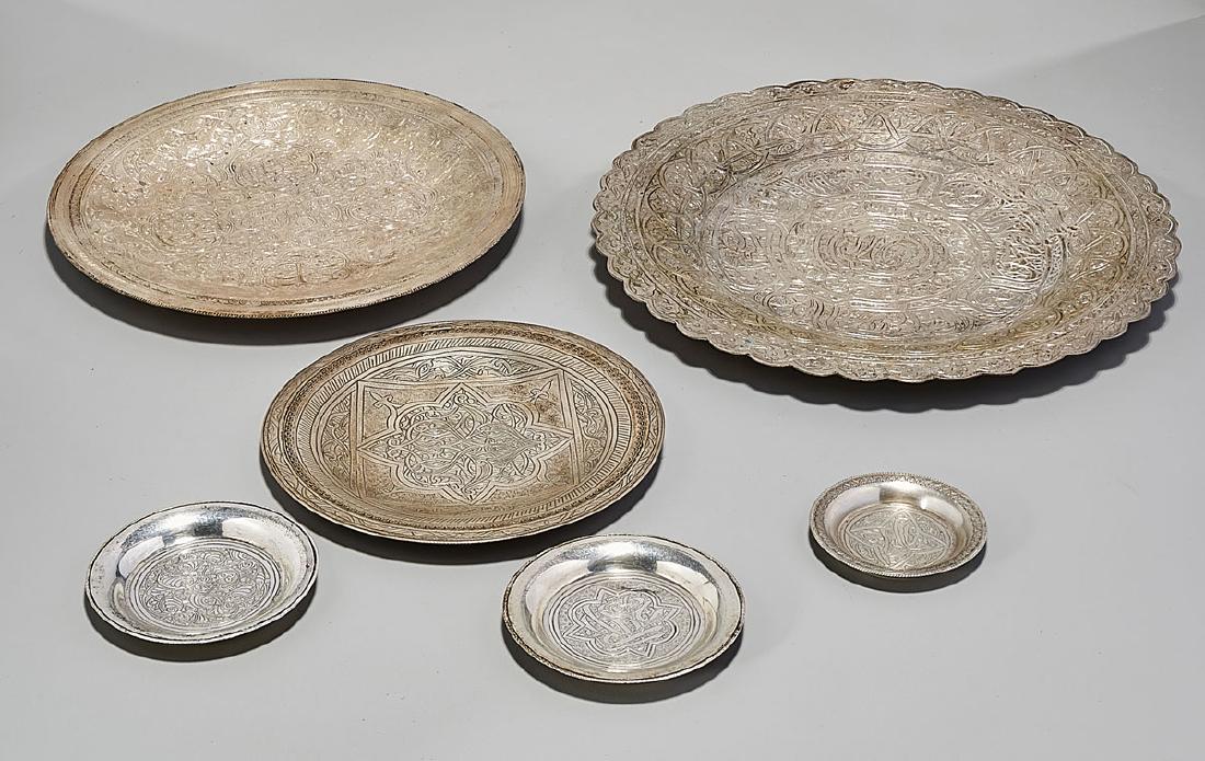 Group of Six Middle Eastern Silver Dishes (1 of 2)
