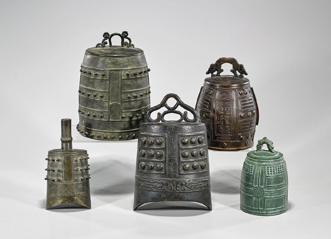 Group of Five Chinese & Japanese Metalwork Bells (1 of 1)