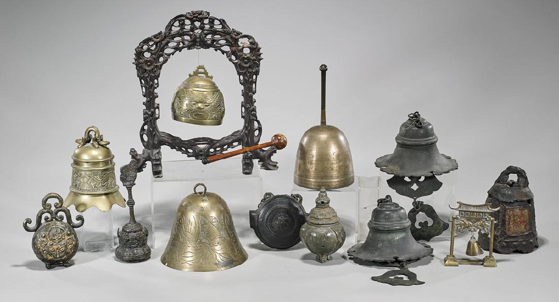 Collection of Twelve Various Asian Metalwork Bells (1 of 1)