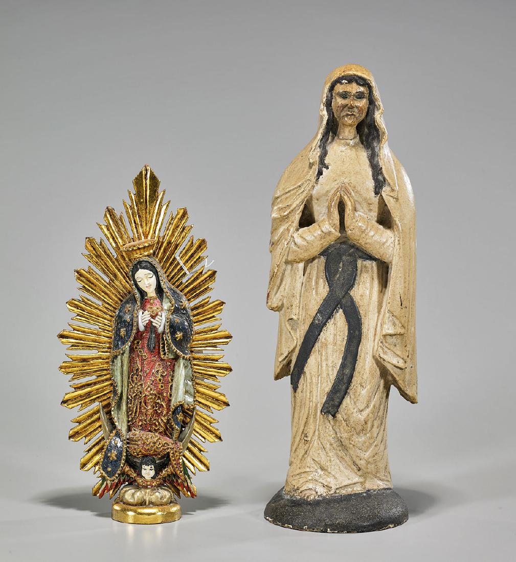 Two Carved Wood Religious Figures (1 of 1)