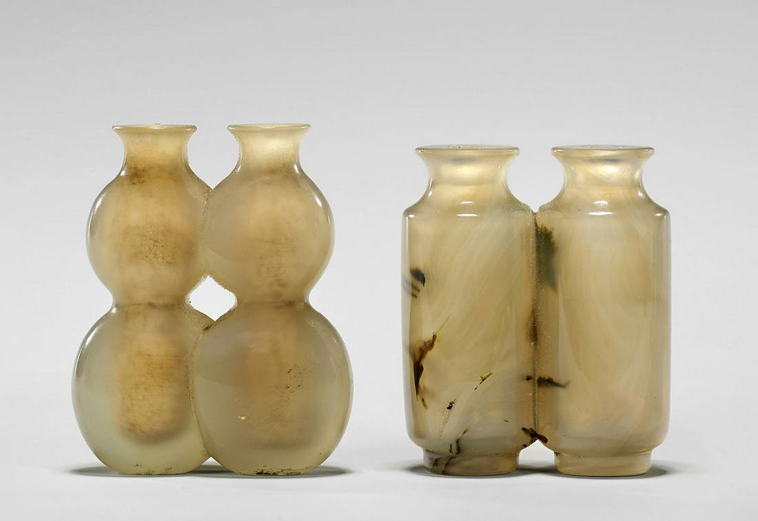 TWO AGATE DOUBLE-SNUFF BOTTLES (1 of 3)