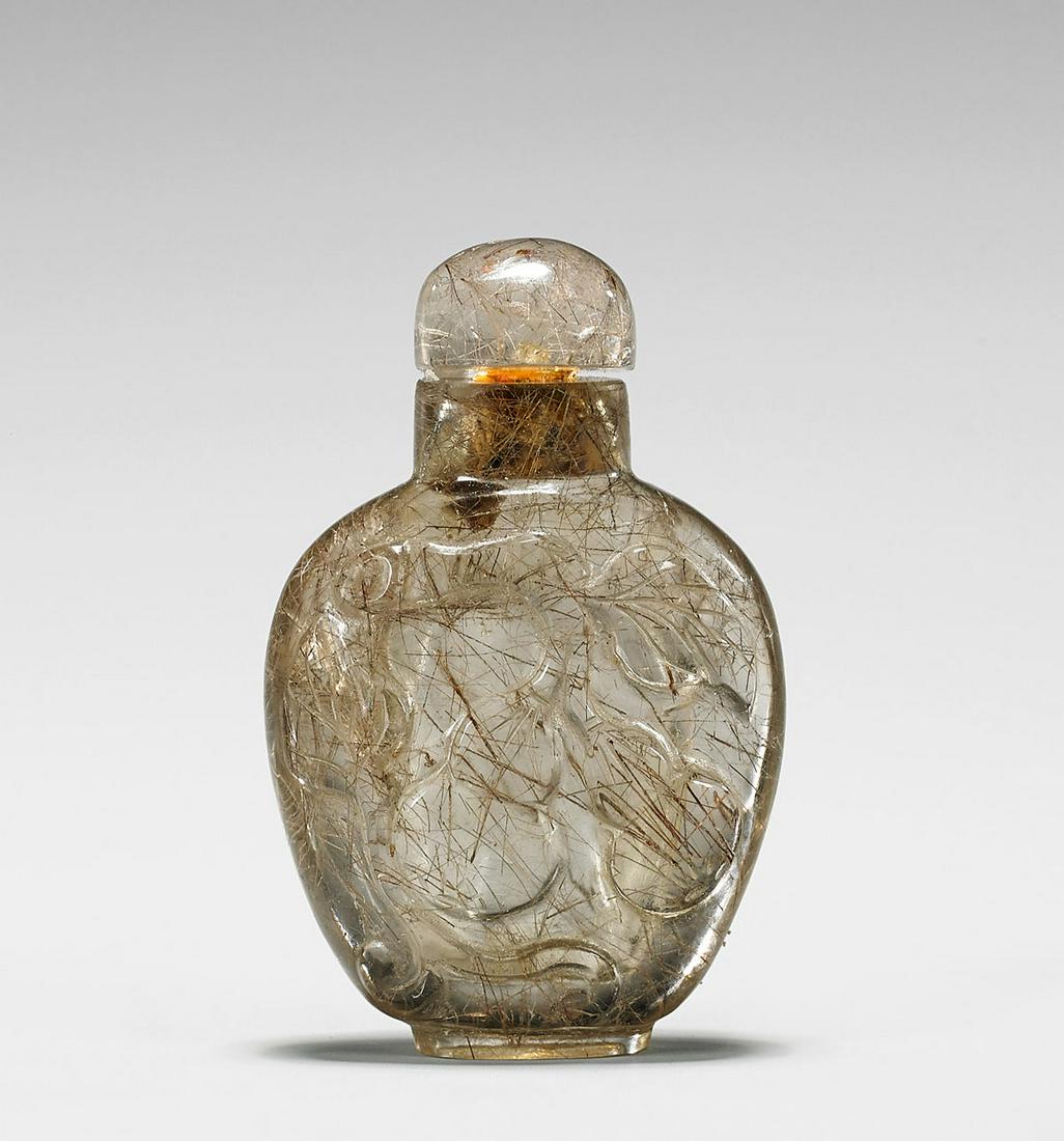 ANTIQUE RUTILATED QUARTZ SNUFF BOTTLE (1 of 3)