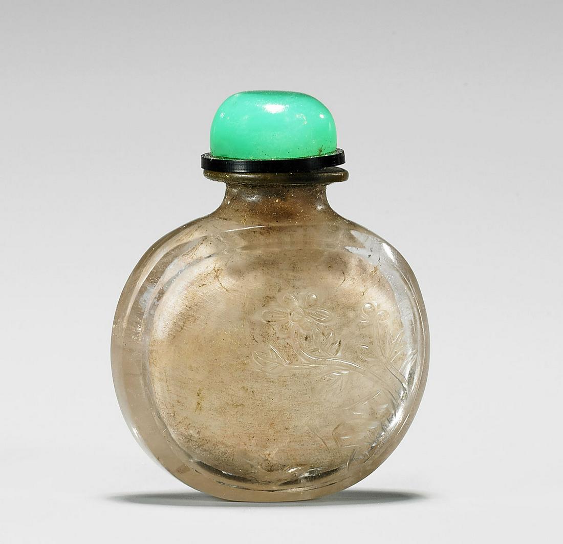 ANTIQUE CARVED ROCK CRYSTAL SNUFF BOTTLE (1 of 3)