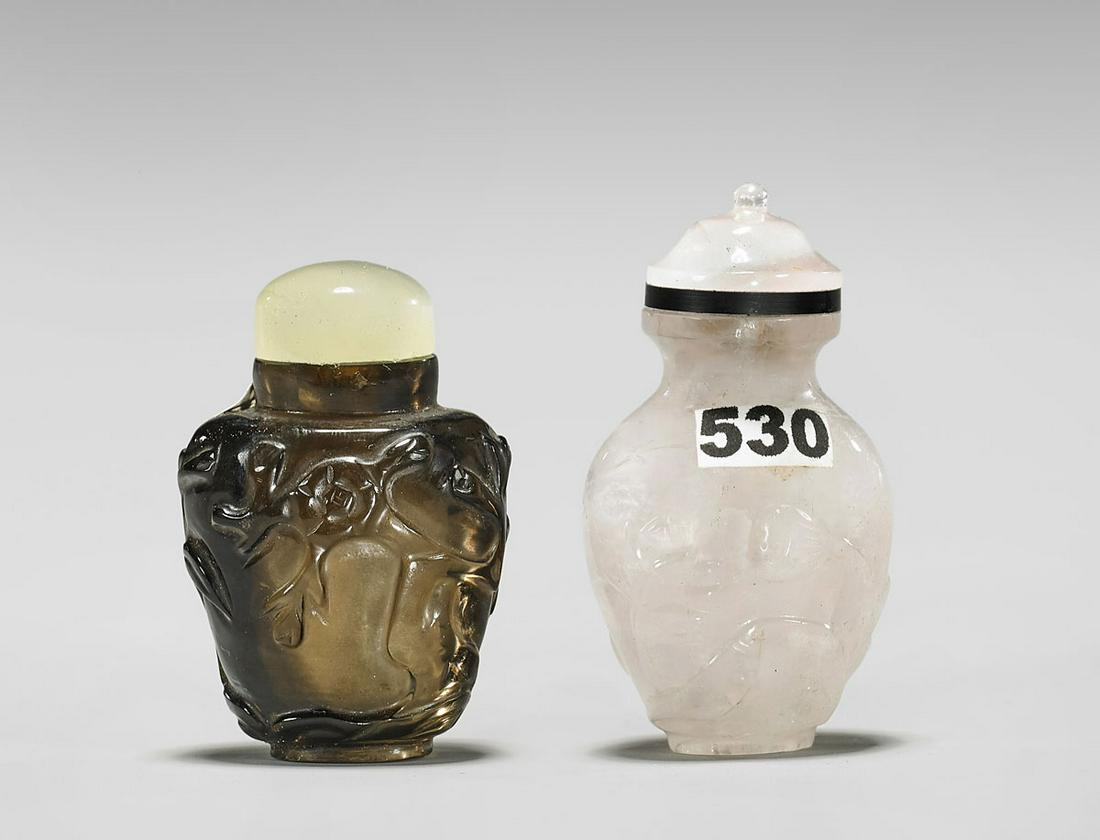 TWO OLD URN FORM QUARTZ SNUFF BOTTLES (1 of 2)