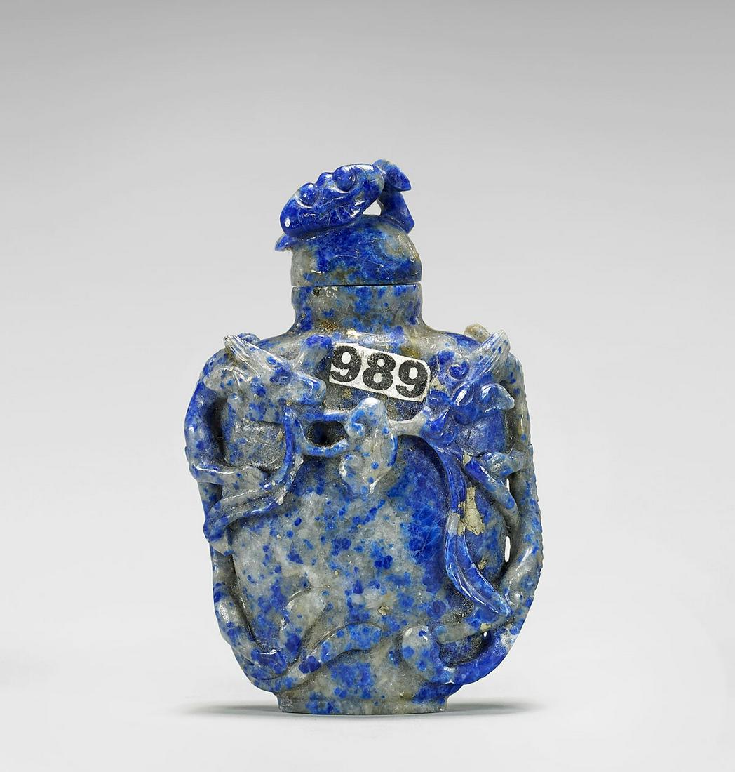 OLD CARVED LAPIS LAZULI URN STUFF BOTTLE (1 of 3)