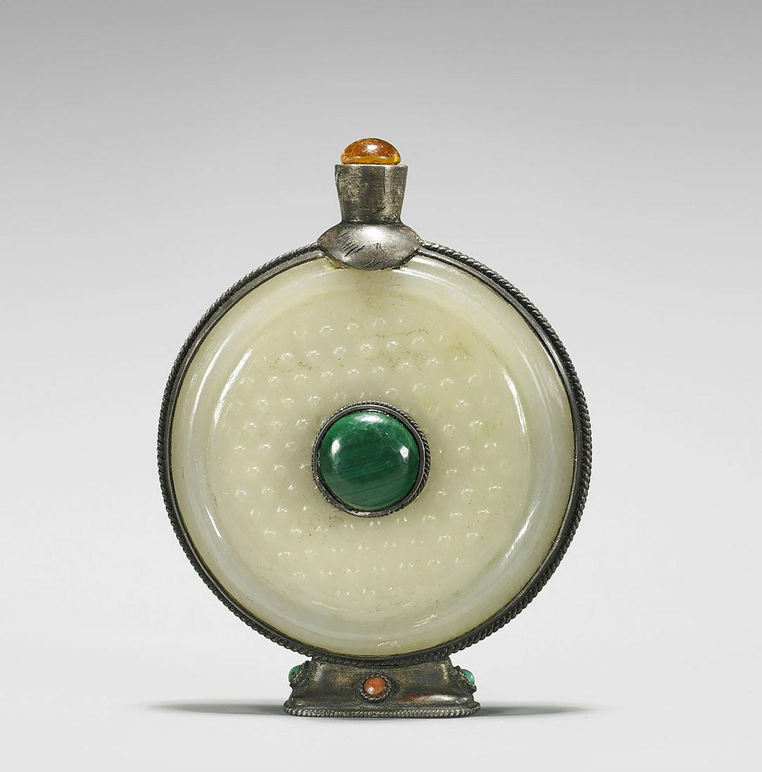 ANTIQUE JADE BI DISK SNUFF BOTTLE (1 of 3)