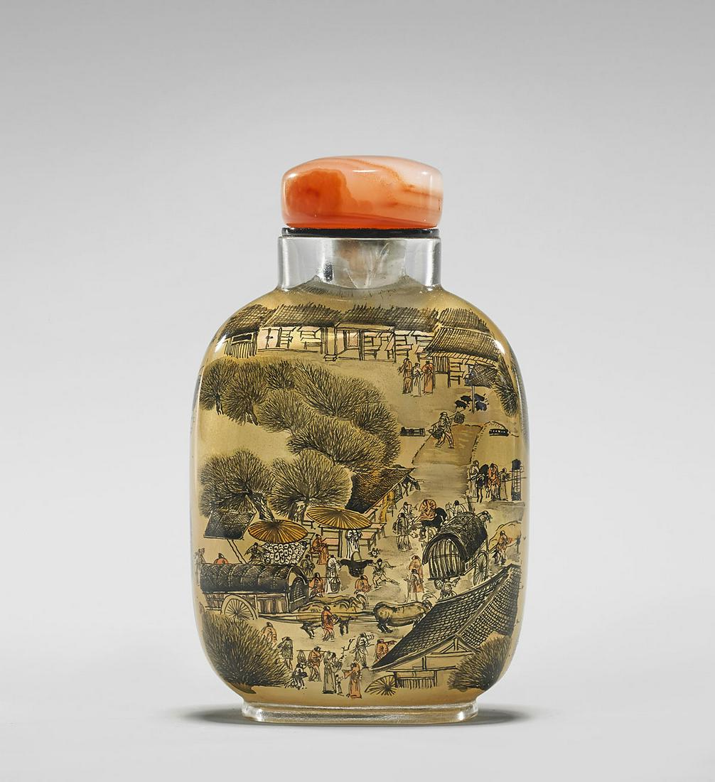 FINE INSIDE-PAINTED GLASS SNUFF BOTTLE (1 of 3)
