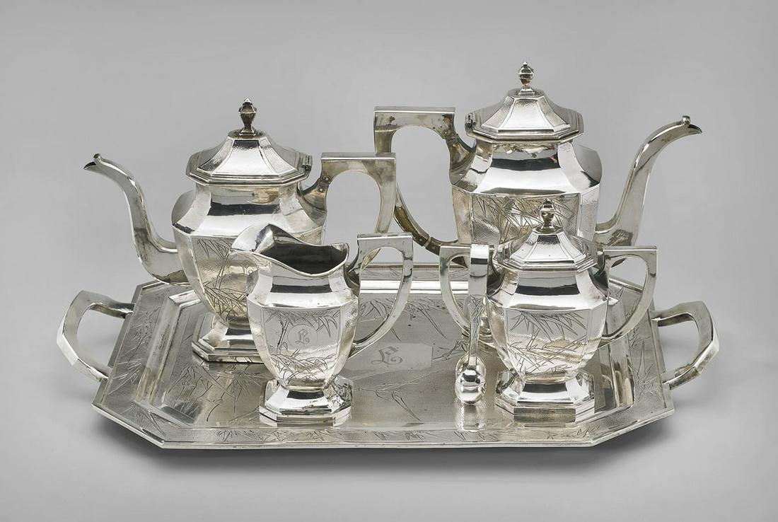 CHINESE STERLING SILVER TEA SET (1 of 6)