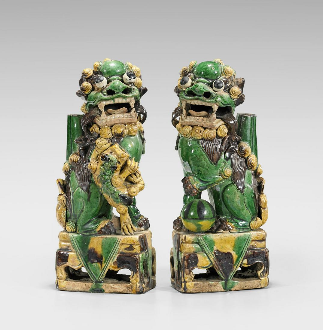 PAIR KANGXI PERIOD JOSS STICK HOLDERS (1 of 4)