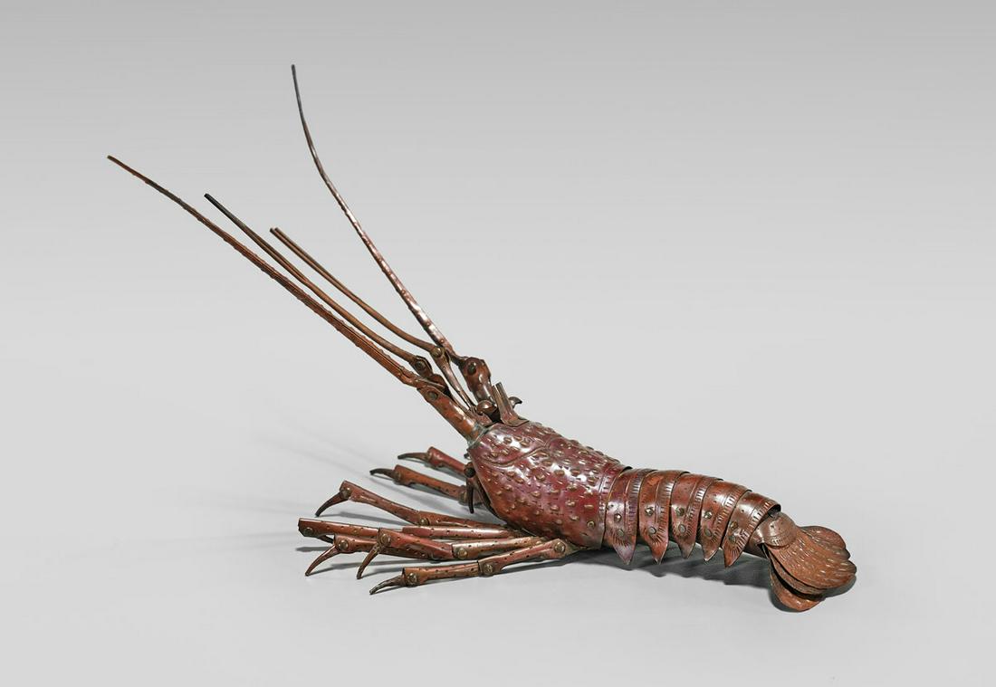 JAPANESE COPPER 'JIZAI OKIMONO': Prawn (1 of 8)