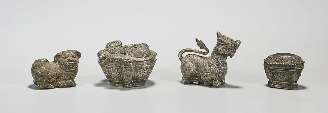 Group of Four Antique Southeast Asian Silver Boxes (1 of 4)