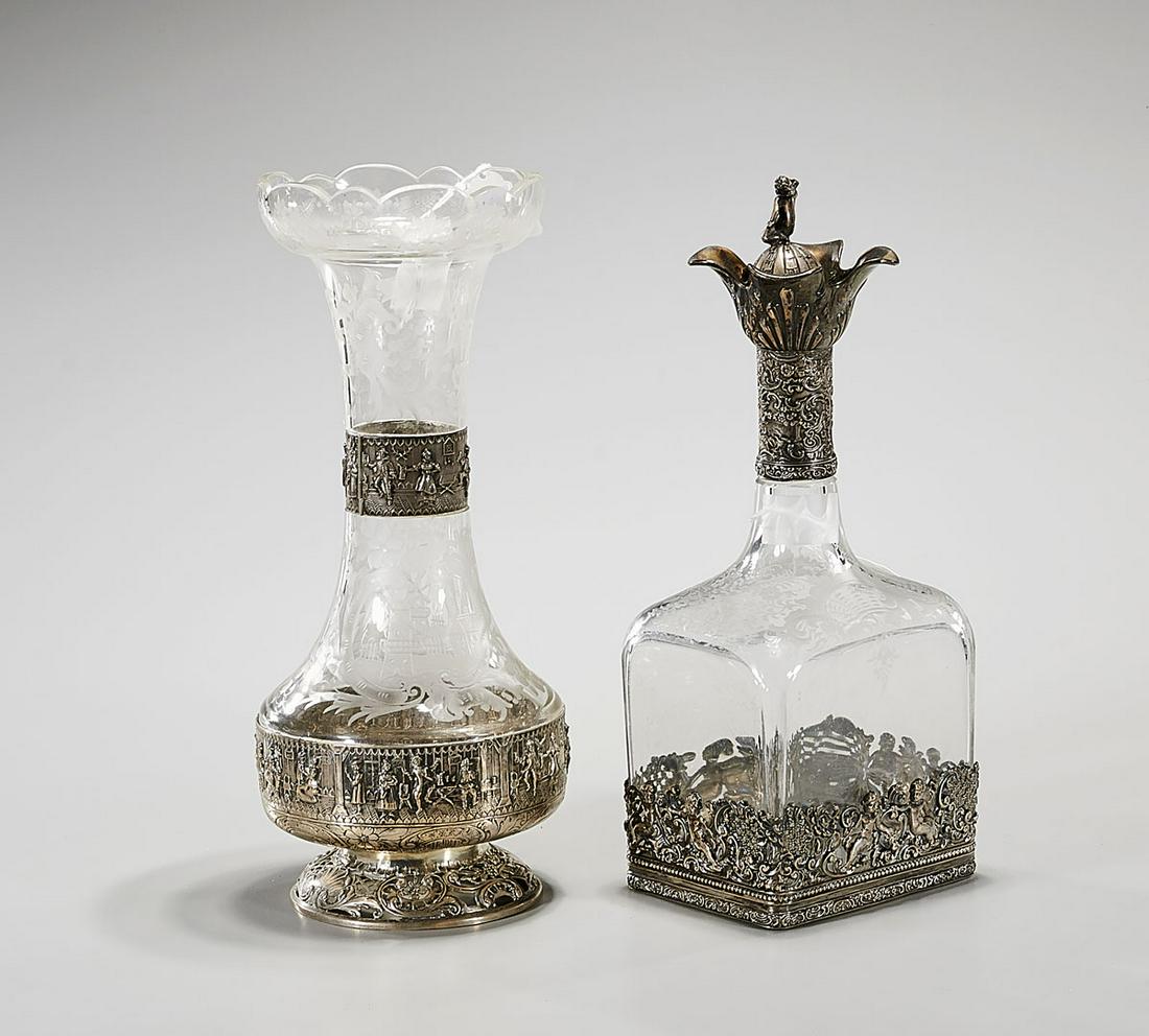 Two Silver-Mounted Etched Glass Pieces (1 of 4)