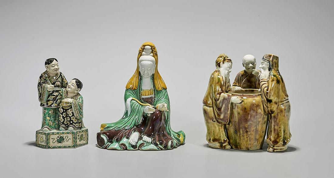 Three Chinese Glazed Ceramic Figures (1 of 3)