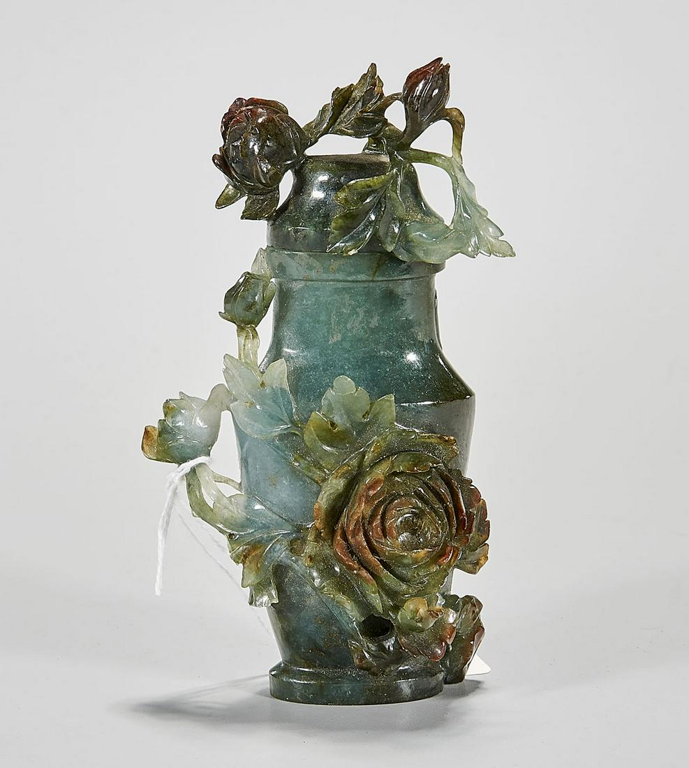 Chinese Carved Jadeite Vase (1 of 3)