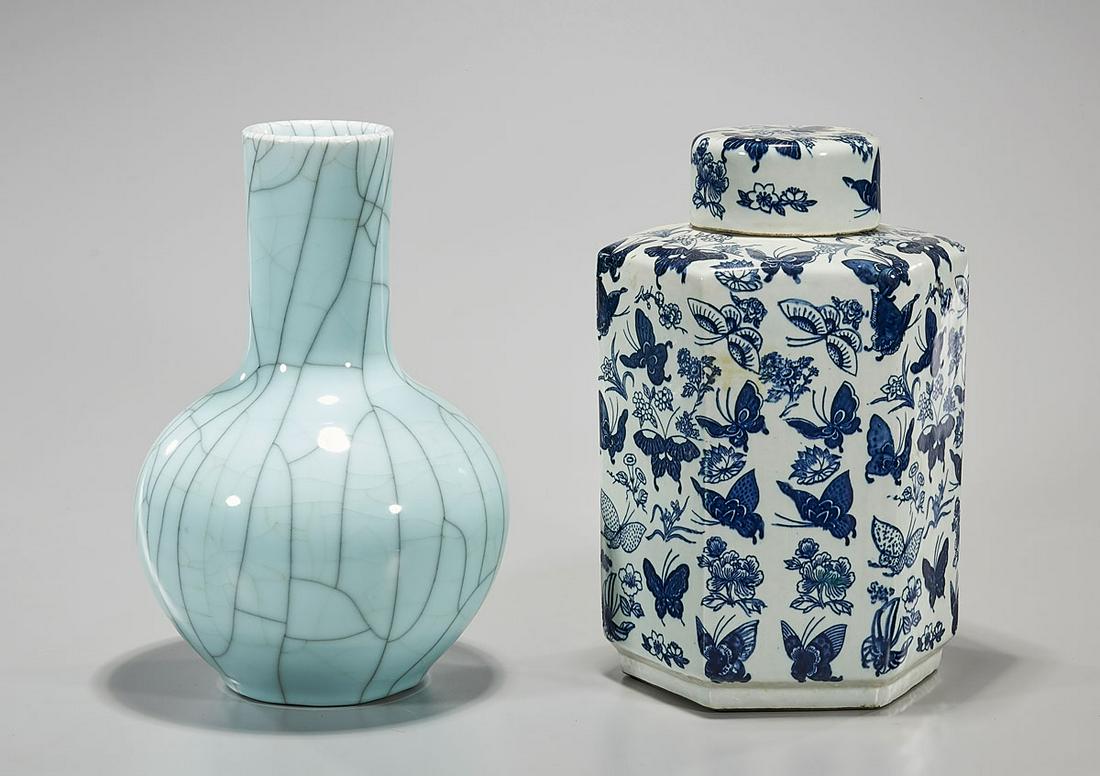Two Chinese Porcelains: Vase & Jar (1 of 3)