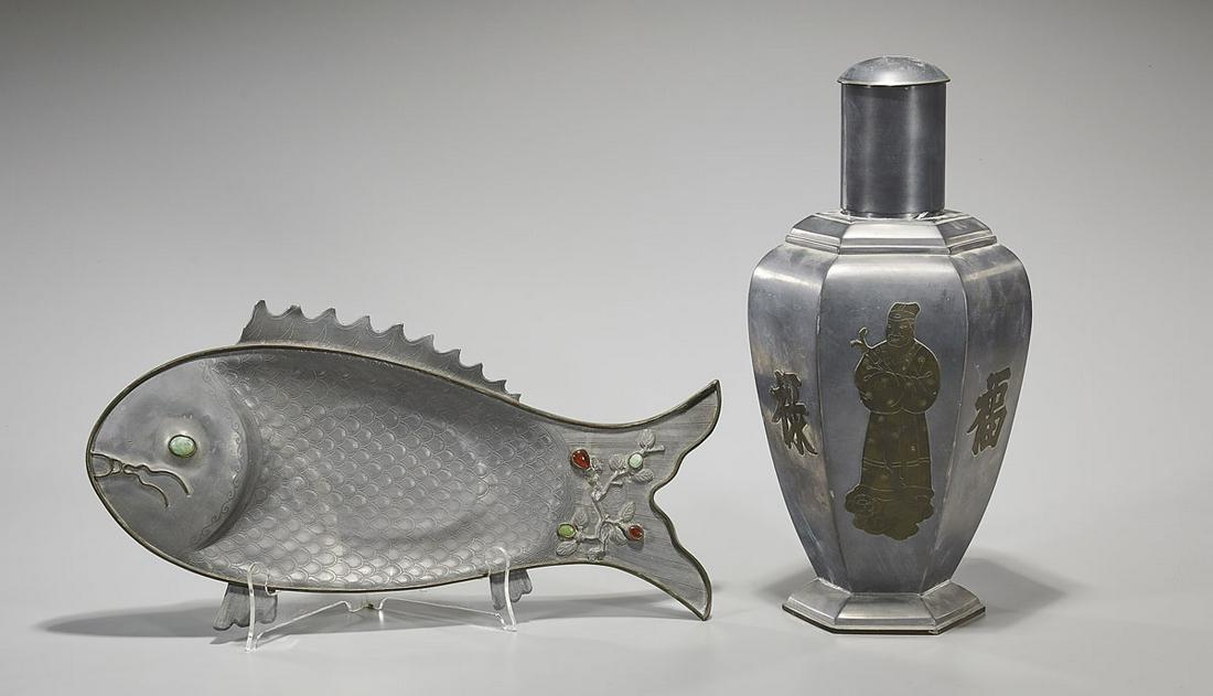 Two Chinese Pewter Pieces (1 of 2)