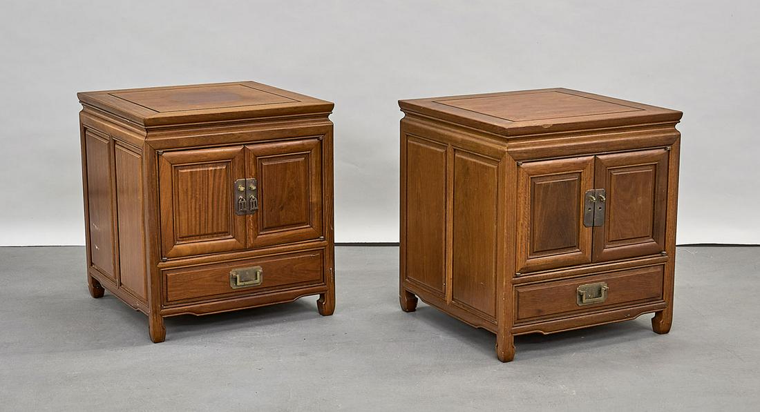 Pair Chinese Wood End Tables (1 of 2)