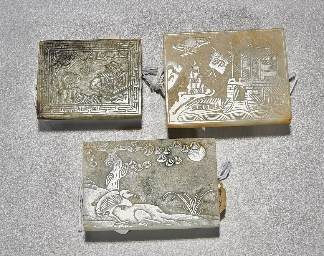 Three Antique Chinese Jadeite Buckles (1 of 2)
