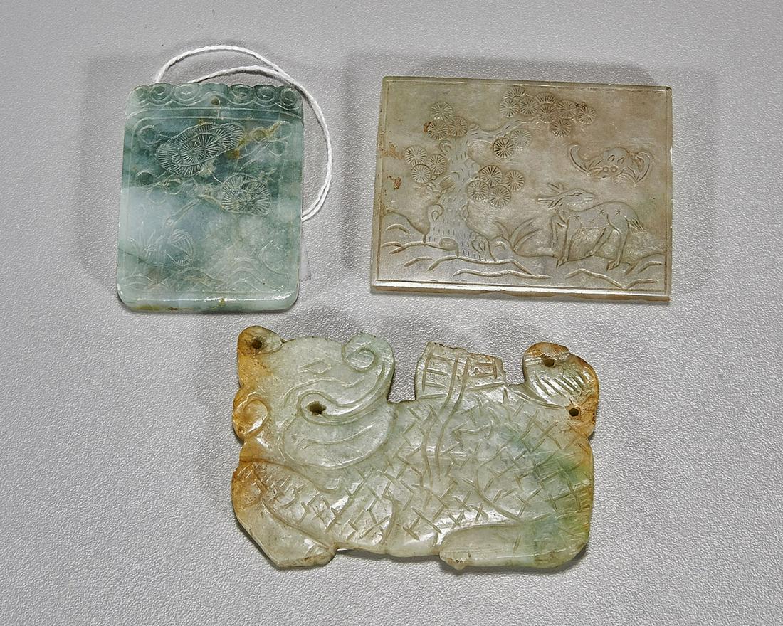 Three Chinese Carved Plaques: Jade & Jadeite (1 of 2)