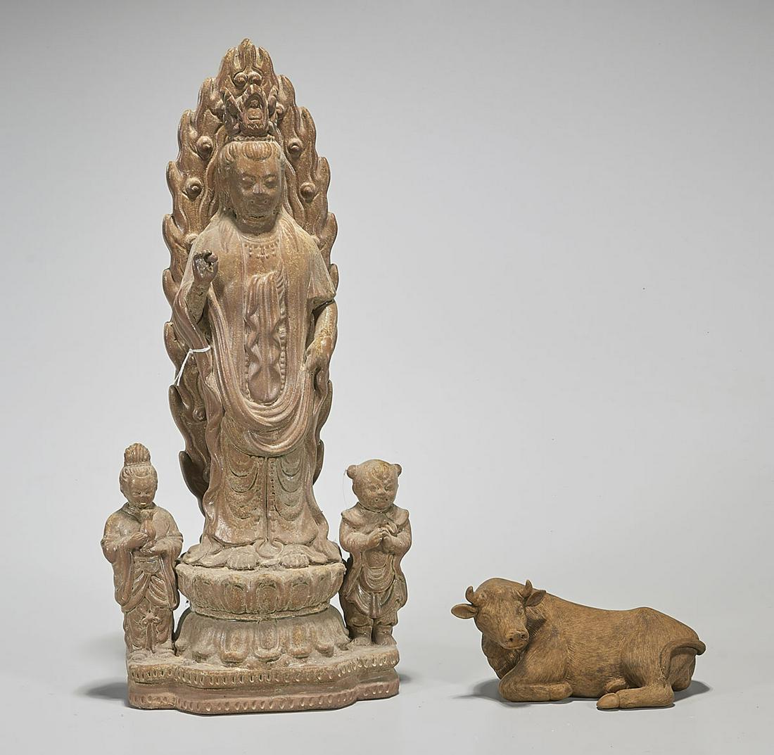Two Chinese Ceramics: Water Buffalo & Guanyin (1 of 3)