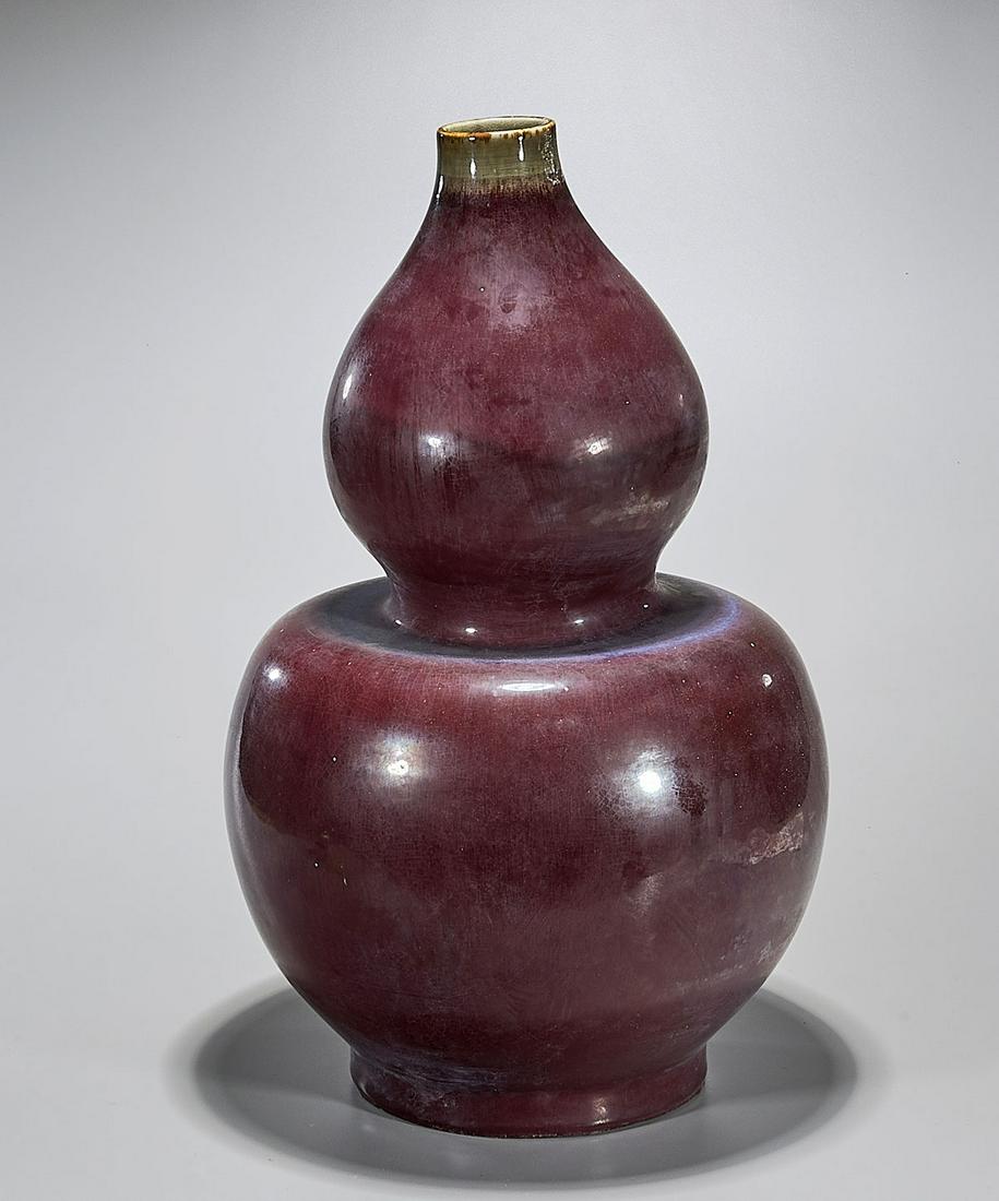 Tall Flambe Glazed Double Gourd Vase (1 of 4)