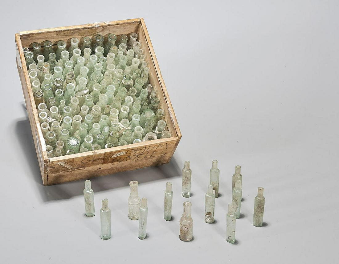 Collection of Antique Chinese Glass Medicine Bottles: Collection of antique Chinese glass medicine bottles; Provenance: the Estate of Ted Adameck; H: 2" - 3" (each approx.)