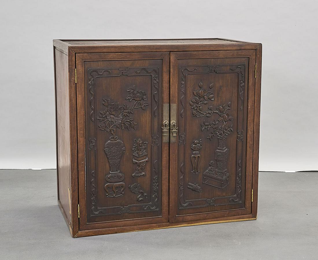 Antique Chinese Carved Wood Cabinet (1 of 2)