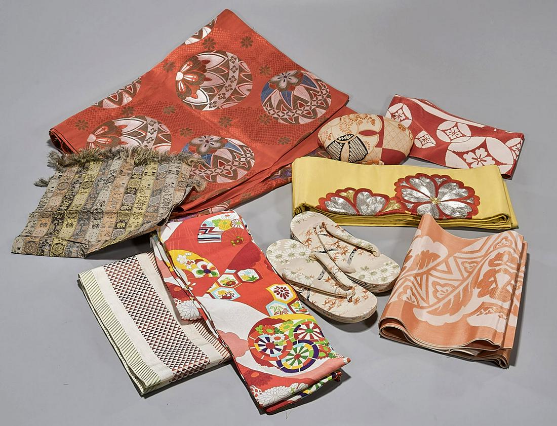 Group of Various Japanese Embroidery Pieces (1 of 1)