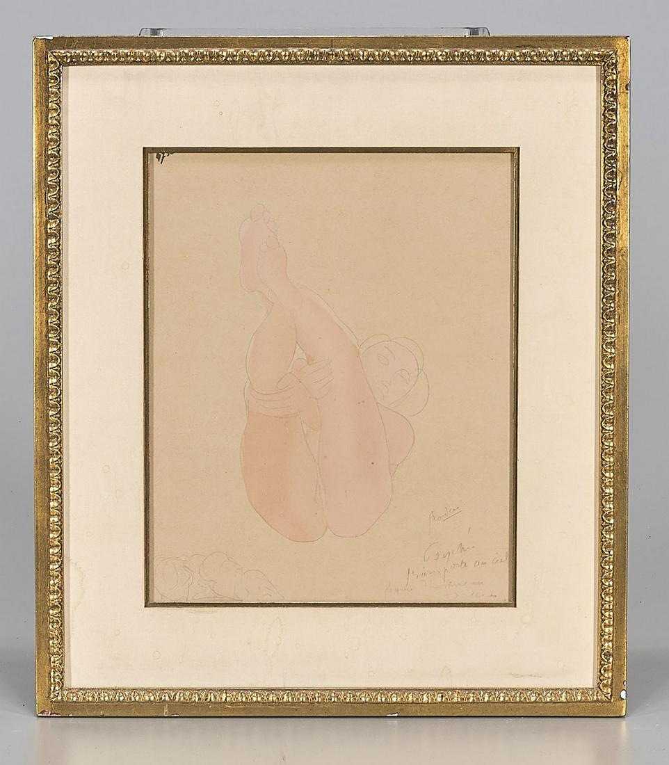 Vintage Nude Print After Rodin: Vintage print after Auguste Rodin (French: 1840-1917), with a Musee Rodin stamp and no. 258; 9 1/2" x 11 3/4" (sight)