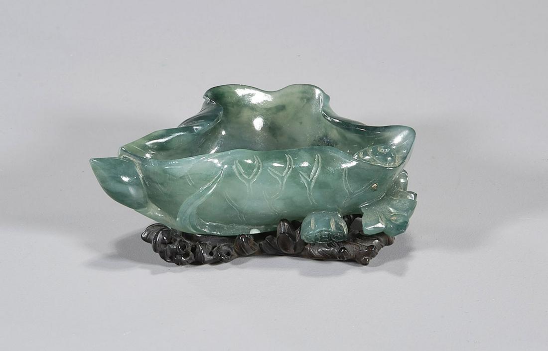 19th Century Chinese Carved Jadeite Brush Washer (1 of 4)