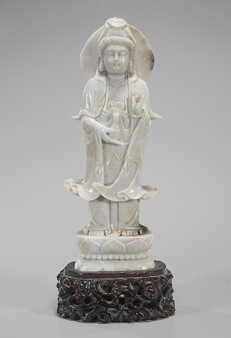 Tall Chinese Carved Jadeite Figure of Guanyin (1 of 3)